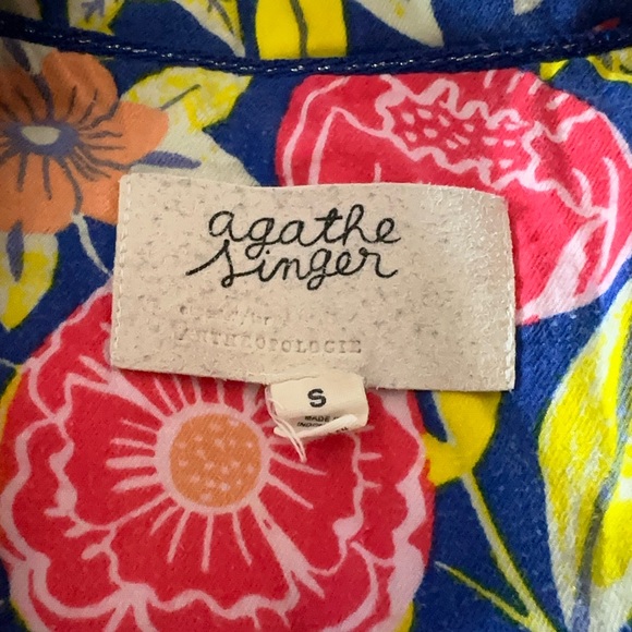 Anthropologie Agathe Singer Blue and Pink Patterned floral & cheetah Pajama top - Picture 4 of 4